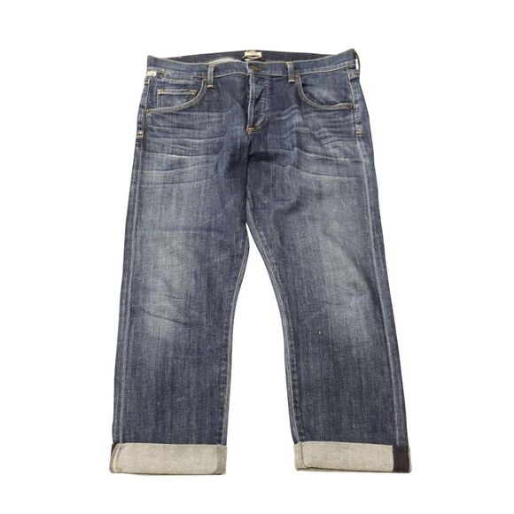 Citizens Of Humanity Mid Rise Cropped Jeans in Blue Cotton